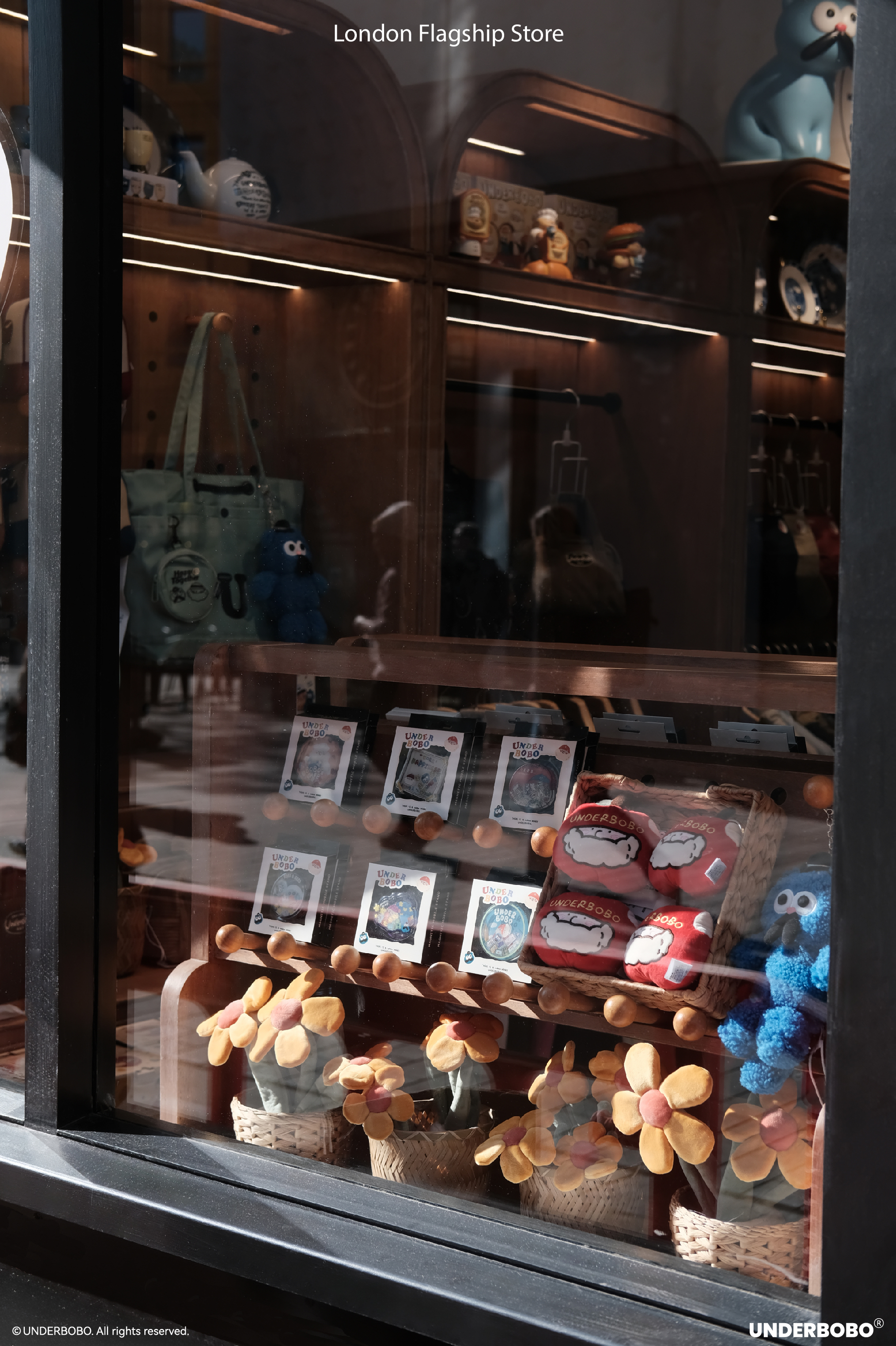 UNDERBOBO window display with plush characters